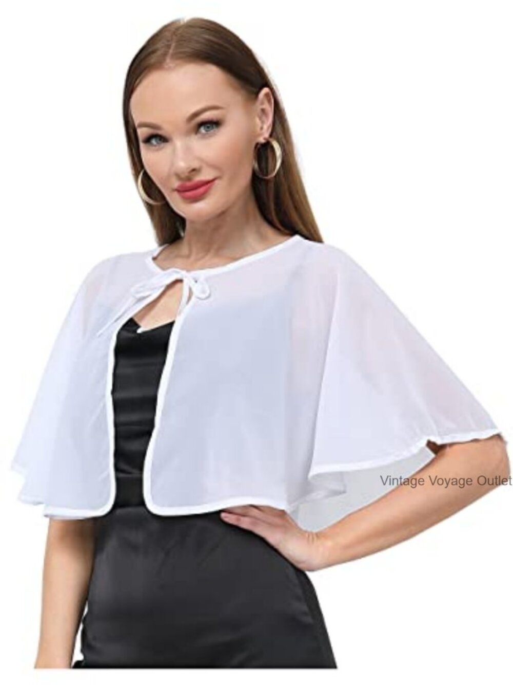 Chiffon Shawl Wrap Sheer Shrug Capelet for Wedding Evening